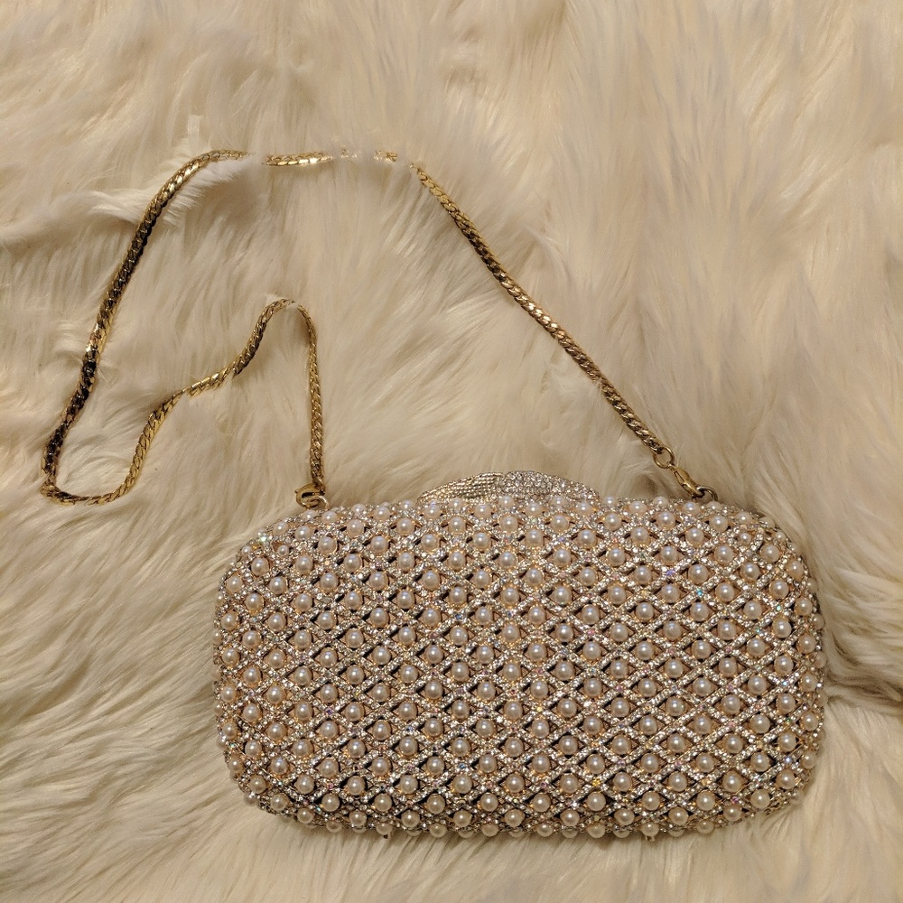 Natasha Couture Pearl Caged Clutch